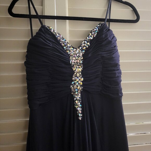 Navy Vintage Strapless Prom Dress Size 4 - Picture 2 of 6